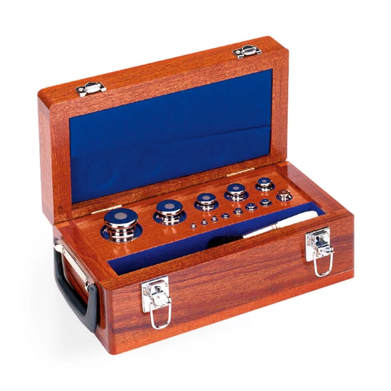 F1 Mass Standard - Knob Weights With Adjustment Chamber, Set (1 g - 1 kg), Wooden Box