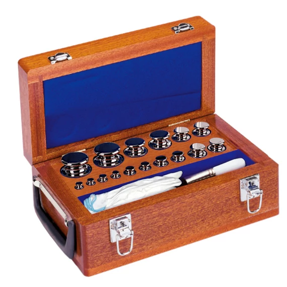 F1 Mass Standard - Knob Weights Without Adjustment Chamber, Set (1 g - 5 kg), Wooden Box