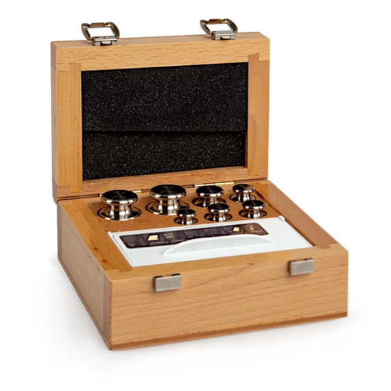 F2 Mass Standard - Knob Weights With Adjustment Chamber, Set (1 mg - 100 g), Wooden Box