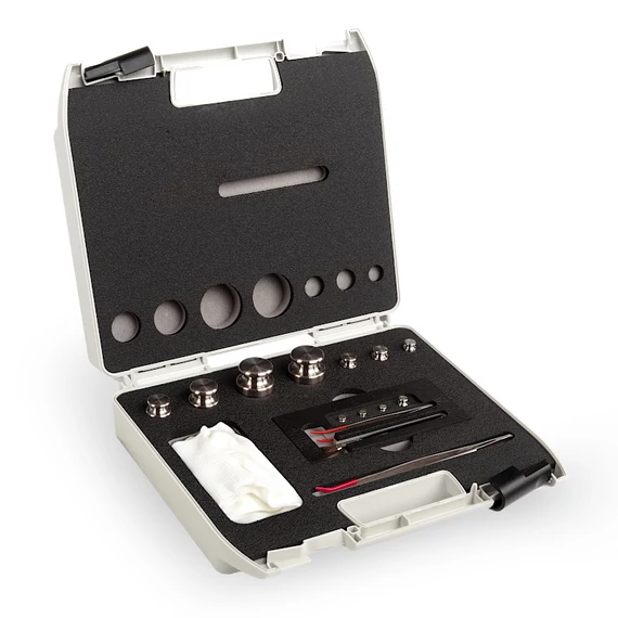 F2 Mass Standard - Knob Weights With Adjustment Chamber, Set (1 g - 50 g), Plastic Box