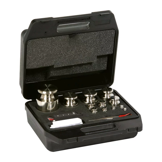 F2 Mass Standard - Knob Weights With Adjustment Chamber, Set (1 g - 5 kg), Plastic Box