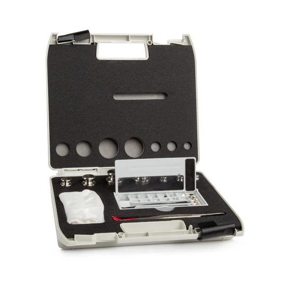 F2 Mass Standard - Knob Weights With Adjustment Chamber, Set (1 mg - 100 g), Plastic Box