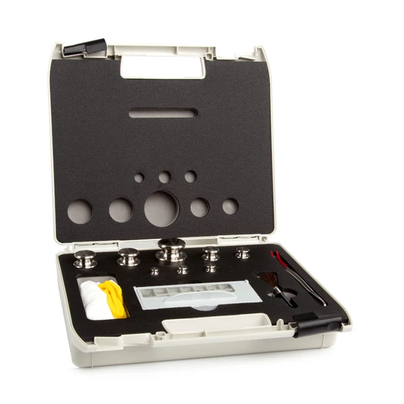 F2 Mass Standard - Knob Weights With Adjustment Chamber, Set (1 mg - 1 kg), Plastic Box