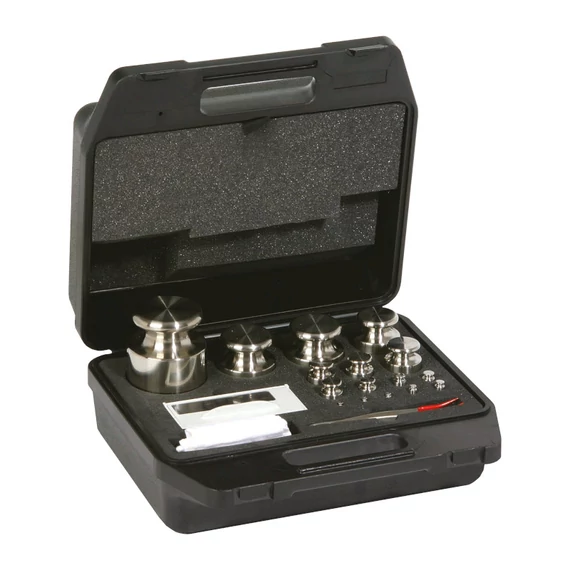 F2 Mass Standard - Knob Weights With Adjustment Chamber, Set (1 mg - 5 kg), Plastic Box