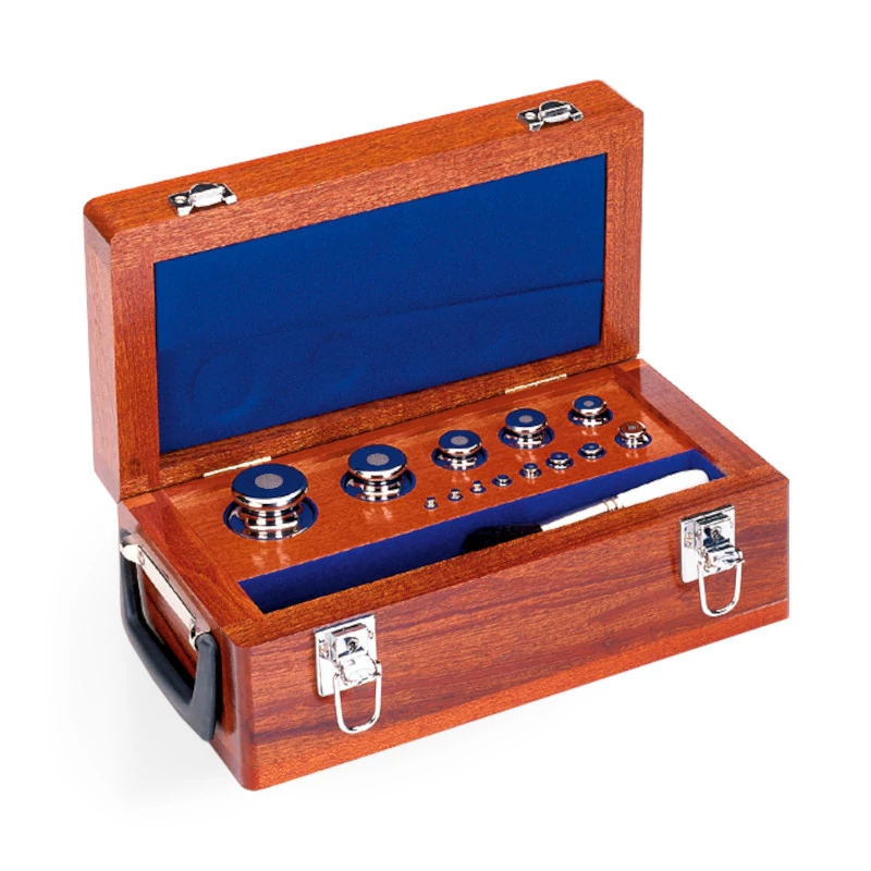 F1 Mass Standard - Knob Weights With Adjustment Chamber, Set (1 g - 1 kg), Wooden Box