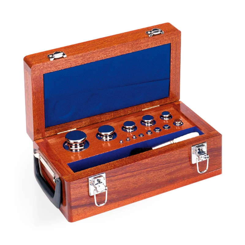 F1 Mass Standard - Knob Weights Without Adjustment Chamber, Set (1 g - 2 kg), Wooden Box