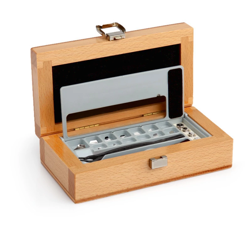 F2 Mass Standard - Knob Weights With Adjustment Chamber, Set (1 mg - 5 g), Wooden Box