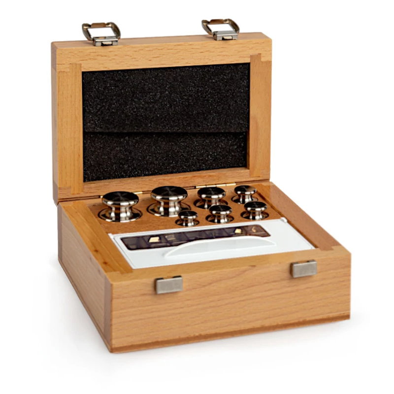 F2 Mass Standard - Knob Weights With Adjustment Chamber, Set (1 mg - 100 g), Wooden Box